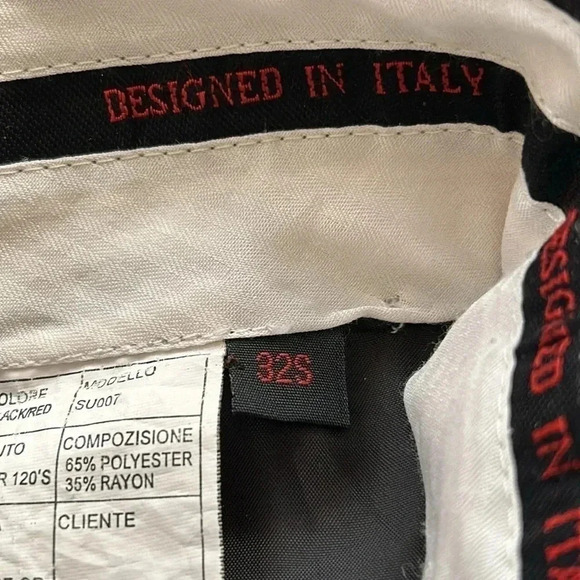 Designed in Italy Wide Leg High Rise Women 32/27 Trouser in Black Red Pinstripe - Picture 8 of 11